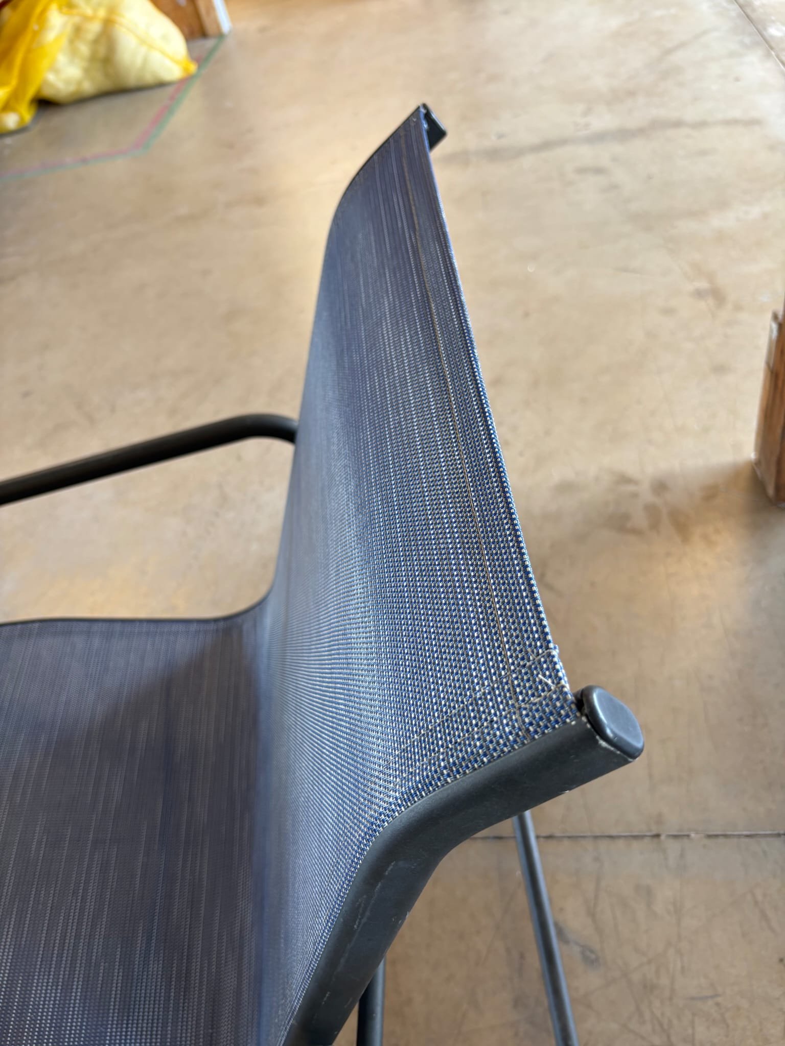 WhatsApp Image 2026-08-20 at 14.40.13 New navy sling fabric fitted to outdoor chair